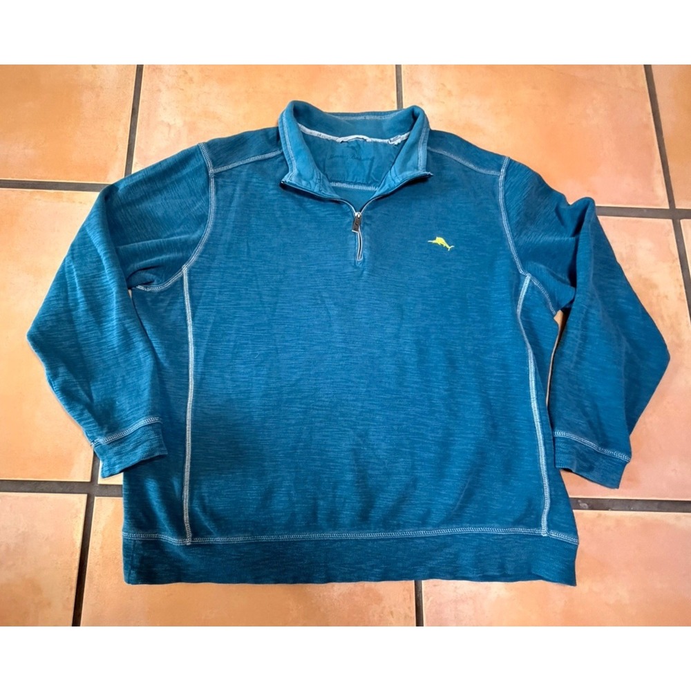 Tommy Bahama Mens 2XL Blue Sweater Quarter Zip
